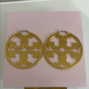 Authentic Tory Burch Gold Logo Earrings